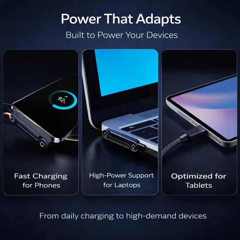 Fast Charging Type-C Cable with Built-in Phone Stand